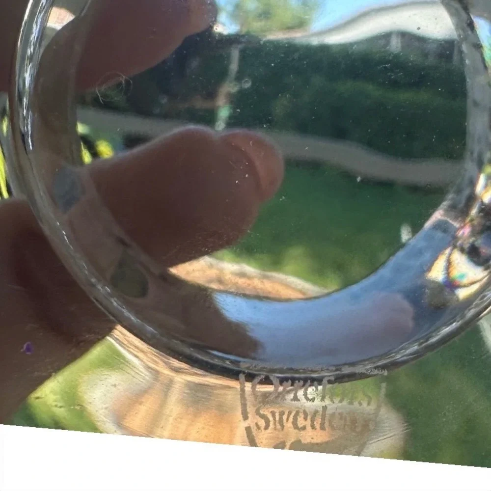 Orrefors Sweden Crystal Candle Holder Textured Ice Glass Votive Taper SignedVGUC